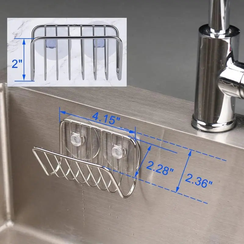 Stainless Steel Sink Sponge Caddy – Rustproof Kitchen Organizer
