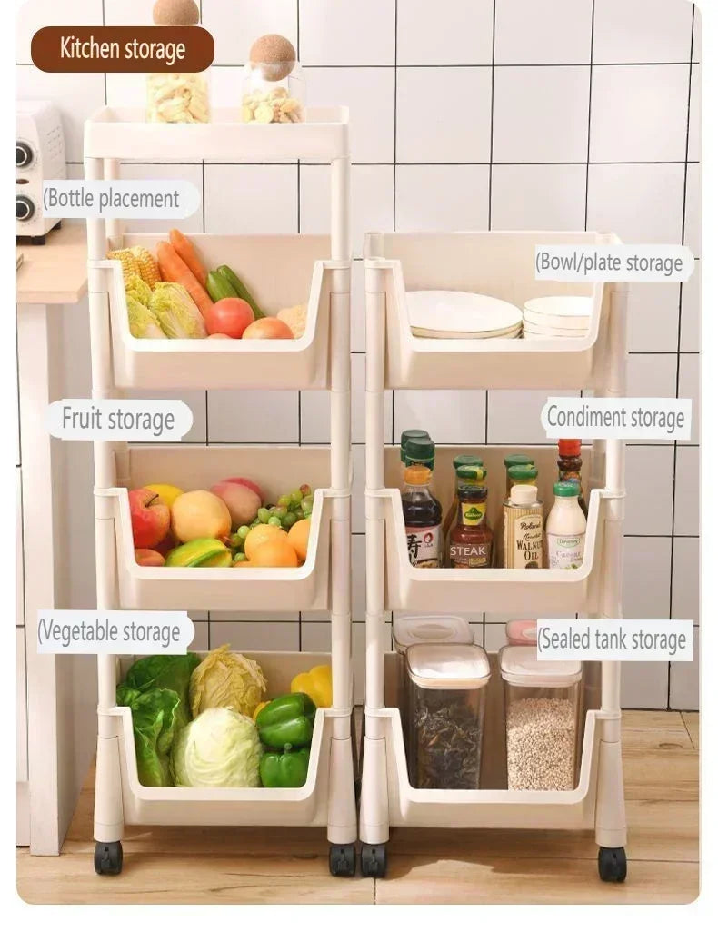 FlexiCart™ 2–5 Tier Rolling Storage Organizer – Slim Space-Saving Cart with Lockable Wheels