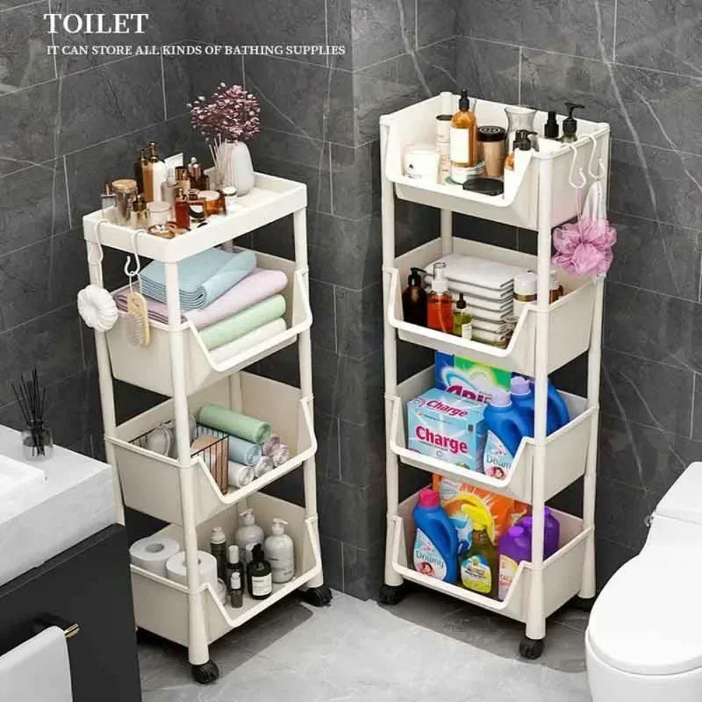 FlexiCart™ 2–5 Tier Rolling Storage Organizer – Slim Space-Saving Cart with Lockable Wheels