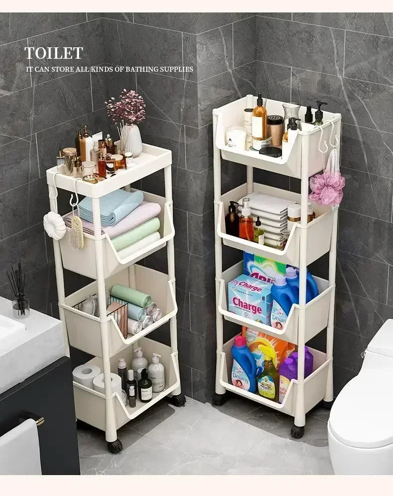 FlexiCart™ 2–5 Tier Rolling Storage Organizer – Slim Space-Saving Cart with Lockable Wheels