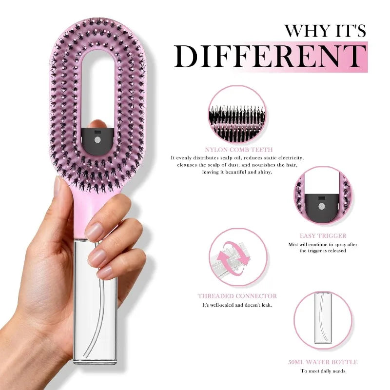 2 in 1 Detangling hair Brush with Water Mist Spray